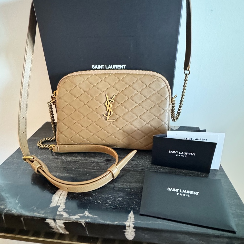 Saint Laurent Quilted Beige Gaby Crossbody Bag NWT